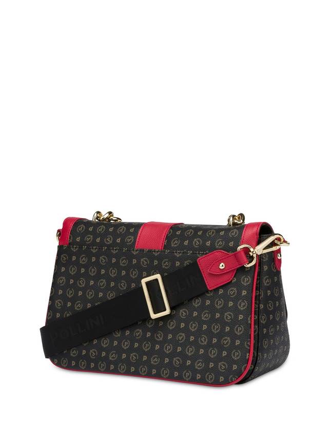 Pollini Borsa A Spalla Heritage Logo Classic Nero/lacca Offerta Anniversario
