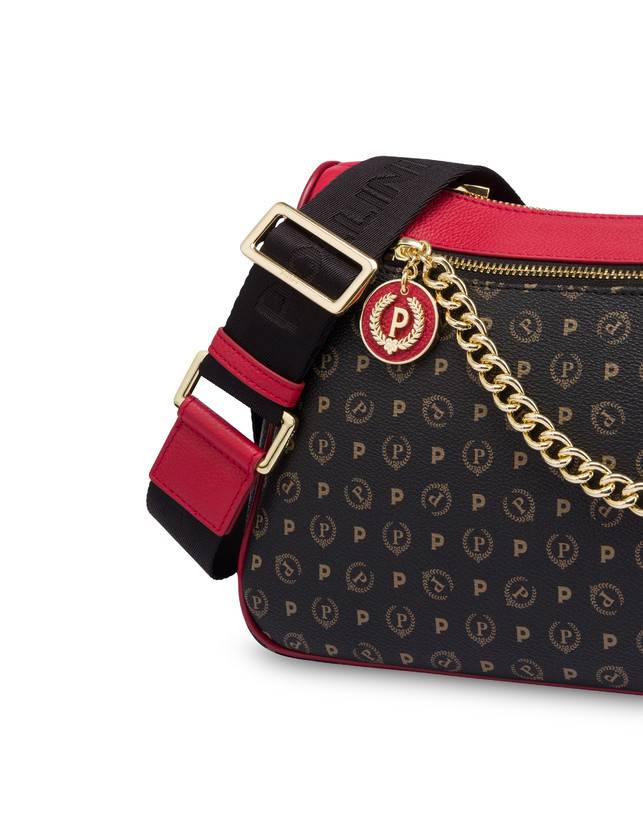 Pollini Borsa A Tracolla In Pvc Heritage Logo Classic Nero/lacca Latest fashion
