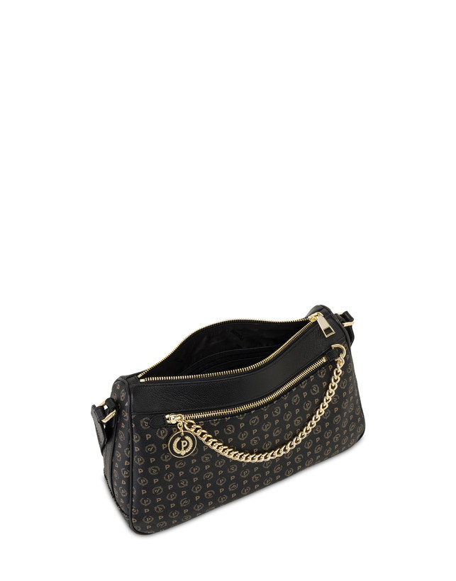 Pollini Borsa A Tracolla In Pvc Heritage Logo Classic Nero/nero Online Outlet
