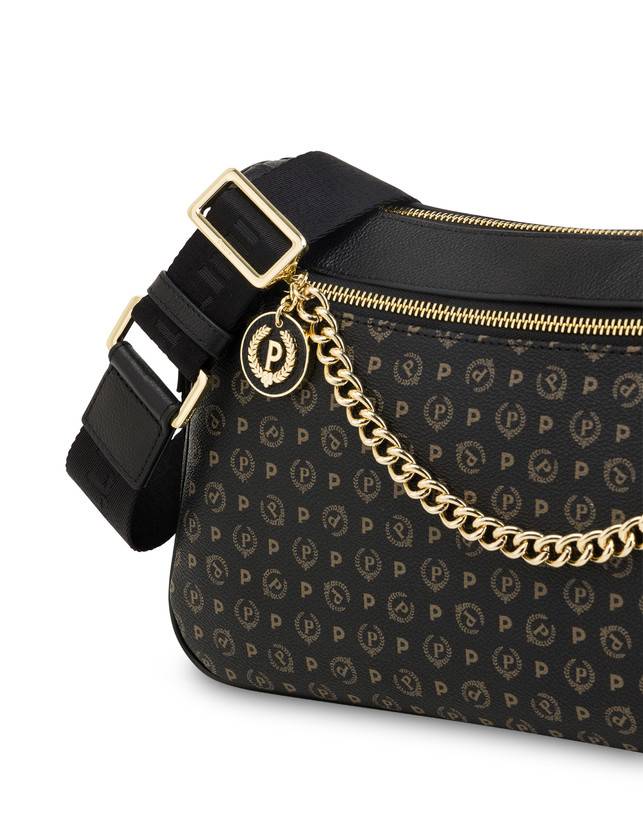 Pollini Borsa A Tracolla In Pvc Heritage Logo Classic Nero/nero Online Outlet