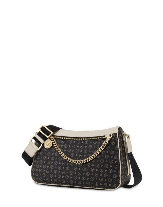 Pollini Borsa A Tracolla In Pvc Heritage Logo Classic Nero/avorio Offerta temporanea