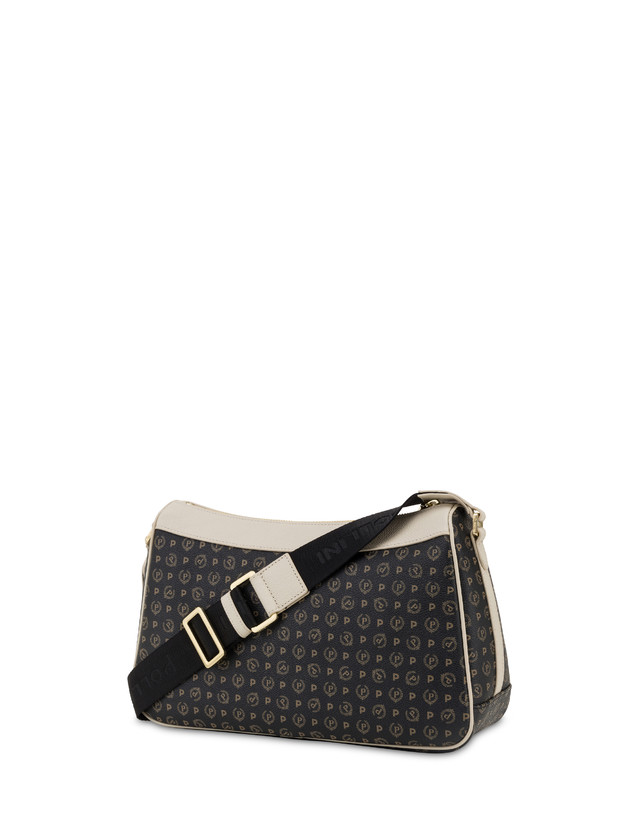 Pollini Borsa A Tracolla In Pvc Heritage Logo Classic Nero/avorio Offerta temporanea