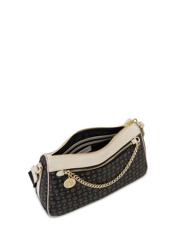 Pollini Borsa A Tracolla In Pvc Heritage Logo Classic Nero/avorio Offerta temporanea