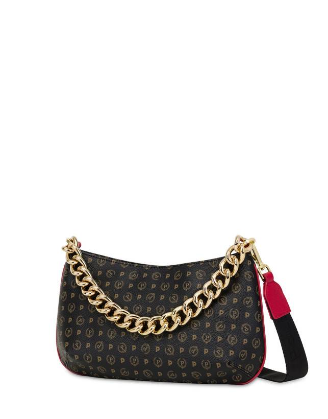 Pollini Borsa A Tracolla Heritage Logo Classic Nero/lacca Grandi sconti