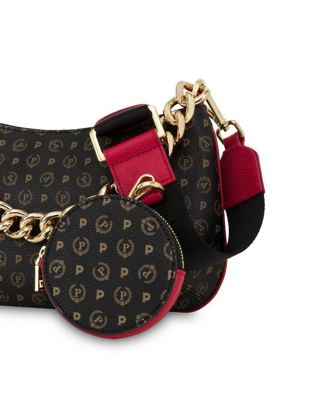 Pollini Borsa A Tracolla Heritage Logo Classic Nero/lacca Grandi sconti