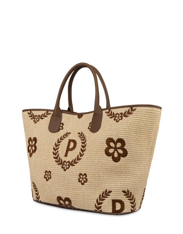 Pollini Tote Bag In Paglia Macro Heritage Big Naturale/t.moro/marrone Sconti VIP