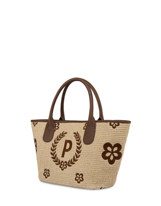 Pollini Tote Bag In Paglia Macro Heritage Small Naturale/t.moro/marrone Super Saving Price