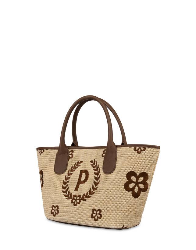 Pollini Tote Bag In Paglia Macro Heritage Small Naturale/t.moro/marrone Super Saving Price