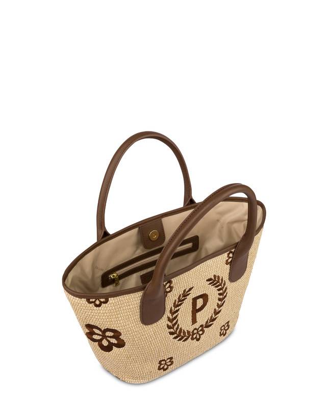 Pollini Tote Bag In Paglia Macro Heritage Small Naturale/t.moro/marrone Super Saving Price