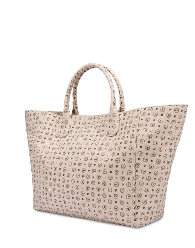 Pollini Tote Bag Heritage Jacquard Big Avorio/marrone Offerta settimanale