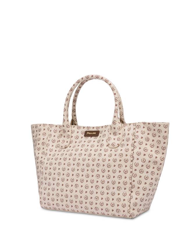 Pollini Borsa Tote Heritage Denim Jacquard Avorio/marrone Ritorno libero