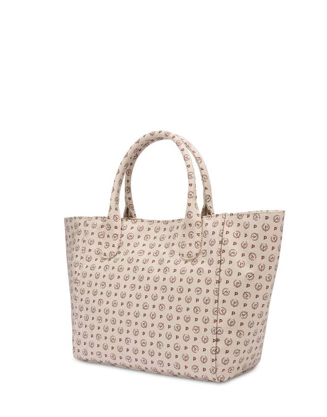 Pollini Borsa Tote Heritage Denim Jacquard Avorio/marrone Ritorno libero