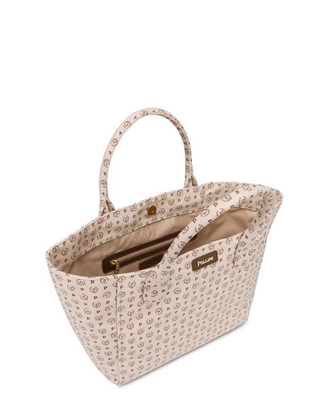 Pollini Borsa Tote Heritage Denim Jacquard Avorio/marrone Ritorno libero