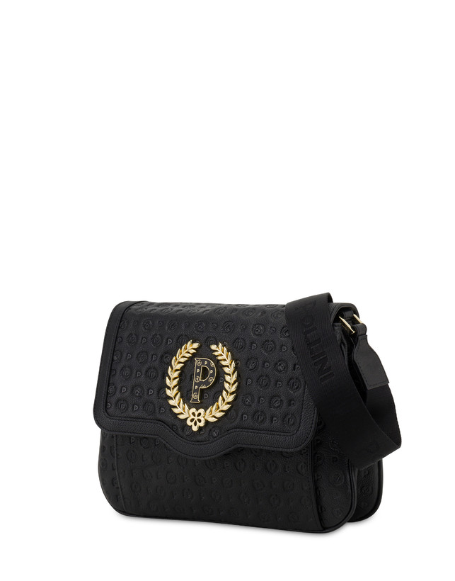Pollini Borsa A Tracolla Heritage Logo Embossed Nero Enormi sconti