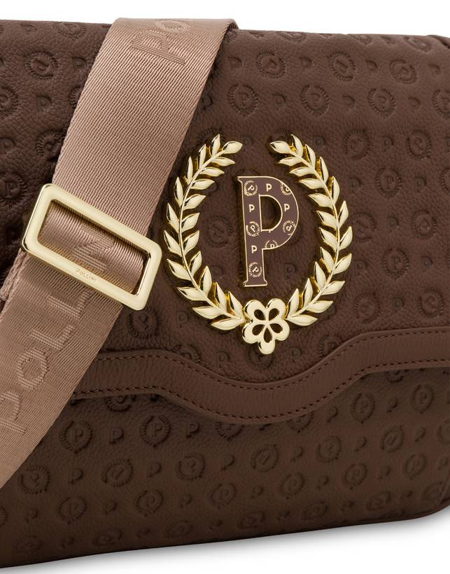 Pollini Borsa A Tracolla Heritage Logo Embossed Marrone 50% di sconto con spedizione gratuita