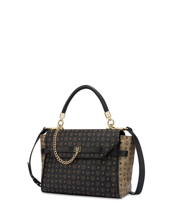 Pollini Borsa A Tracolla Bicolore Heritage Soft Touch Nero/taupe/nero Black Friday Prezzi