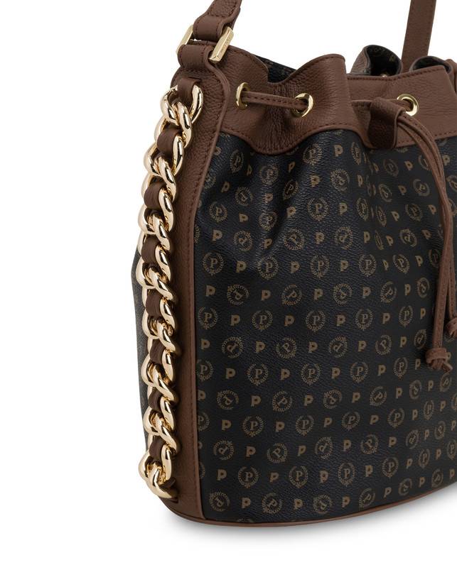 Pollini Borsa A Secchiello Heritage Logo Classic Nero/marrone Sconti questo mese