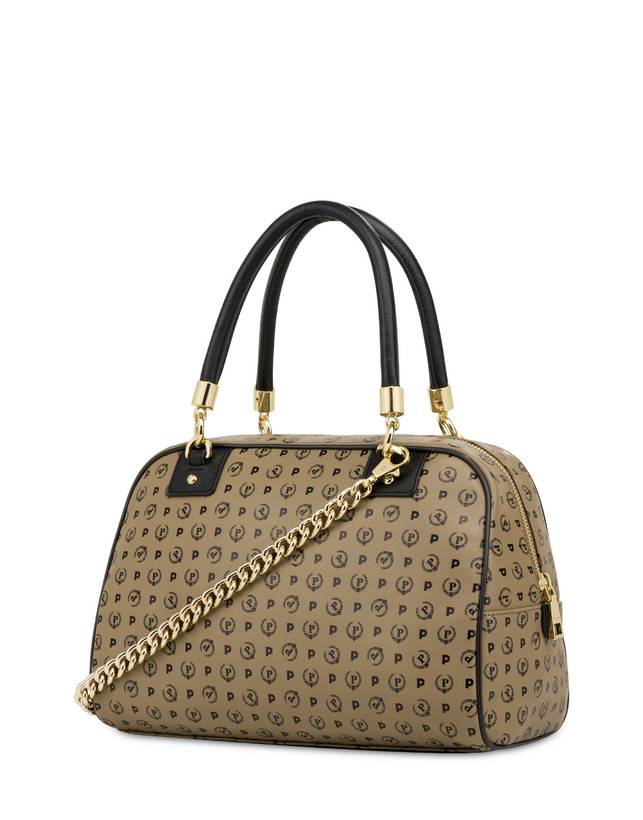 Pollini Borsa Doppio Manico Heritage Soft Touch Taupe/nero Vendita
