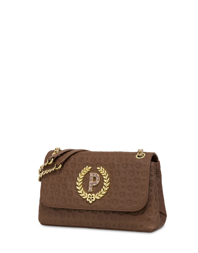 Pollini Borsa A Spalla In Vitello Heritage Logo Embossed Marrone Pezzi Unici