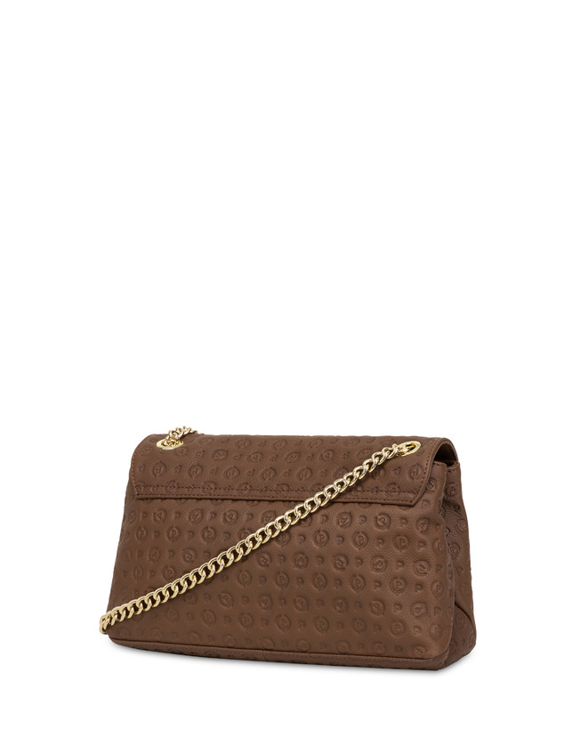 Pollini Borsa A Spalla In Vitello Heritage Logo Embossed Marrone Pezzi Unici