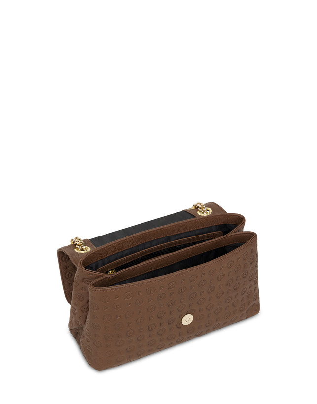 Pollini Borsa A Spalla In Vitello Heritage Logo Embossed Marrone Pezzi Unici