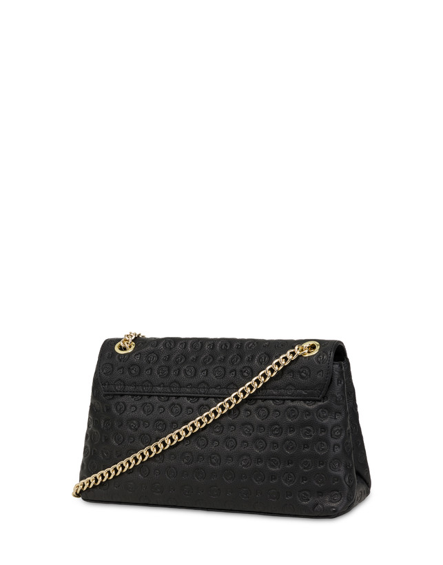Pollini Borsa A Spalla In Vitello Heritage Logo Embossed Nero Soddisfazione Garantita