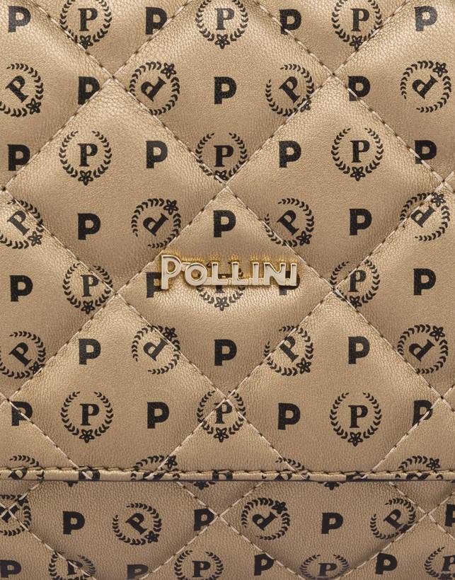Pollini Borsa A Spalla Heritage Matelassé Oro/nero Qualità Garantita