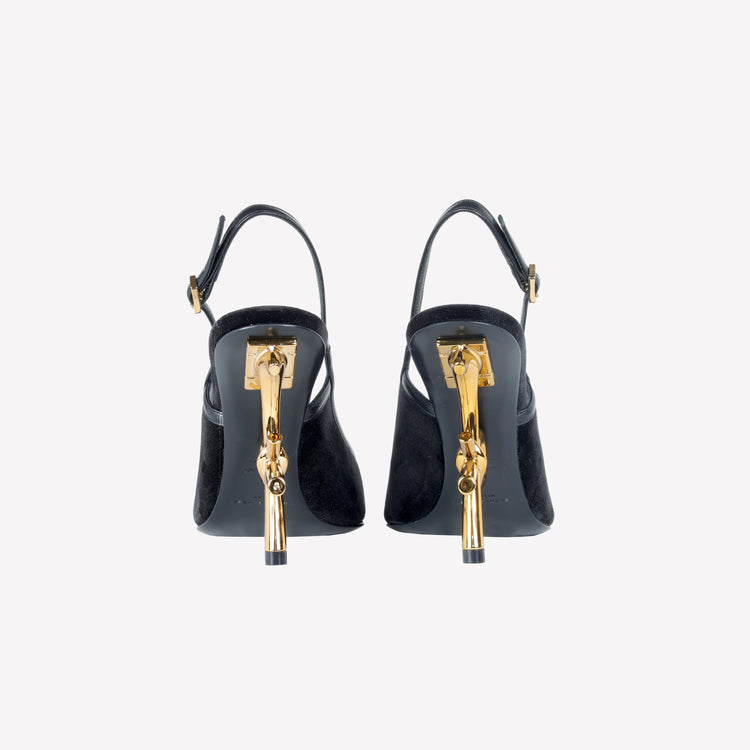 Roberto Festa SLINGBACK IN VELLUTO CON TACCO SCULTURA LOGO SANDY Soddisfazione Garantita