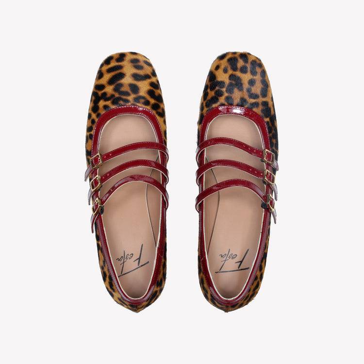 Roberto Festa DECOLLETE’ MARY JANE IN PELLE DI VITELLO CON STAMPA LEOPARDATA E CINTURINI MATY Fino Al -60%