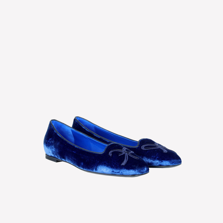 Roberto Festa BALLERINA IN VELLUTO BLU CHINA CON RICAMO RF FELIX Convenienza