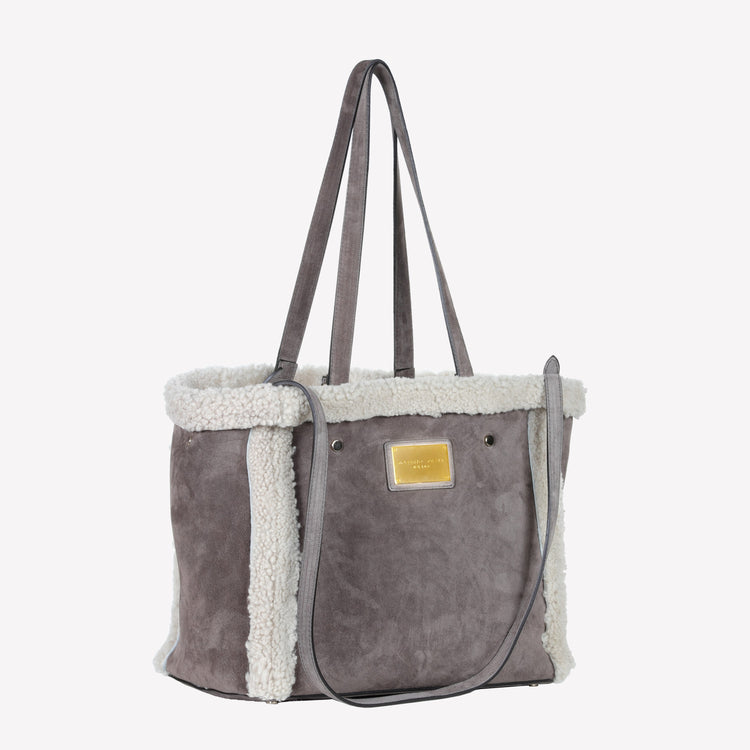 Roberto Festa BORSA SHOPPING IN CAMOSCIO LIGHT FANGO CON RIPORTI IN MONTONE TAUPE RAISSA I Più Venduti