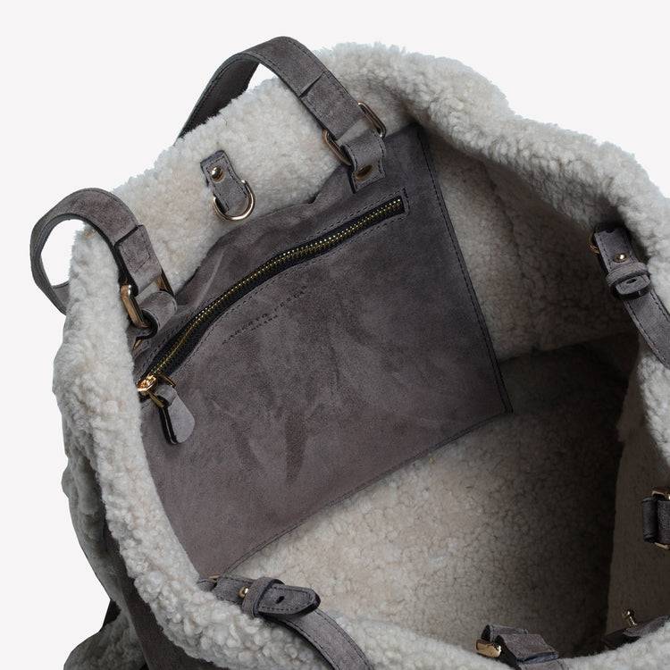 Roberto Festa BORSA SHOPPING IN CAMOSCIO LIGHT FANGO CON RIPORTI IN MONTONE TAUPE RAISSA I Più Venduti