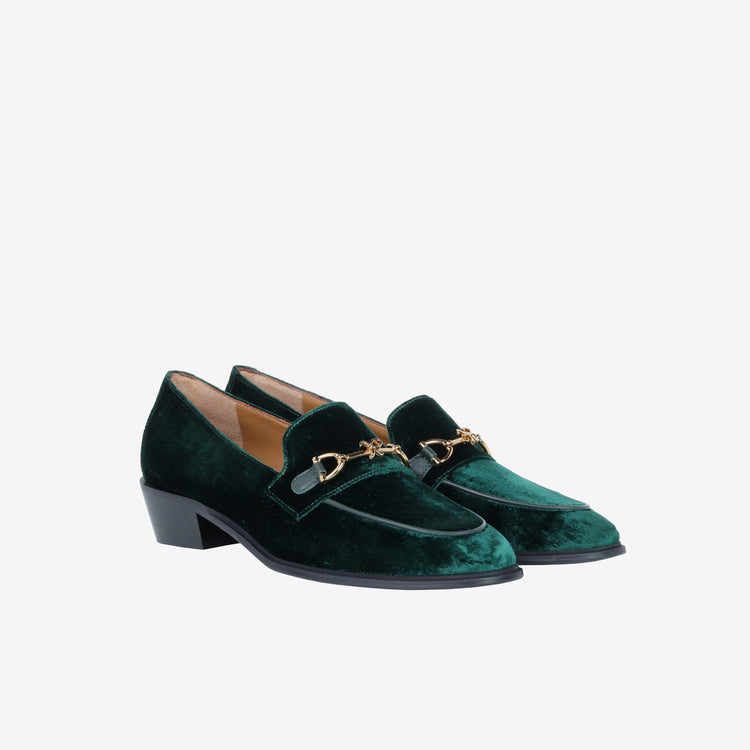 Roberto Festa MOCASSINO IN VELLUTO GREEN CON ACCESSORIO MORSETTO ORO AXEL Qualità