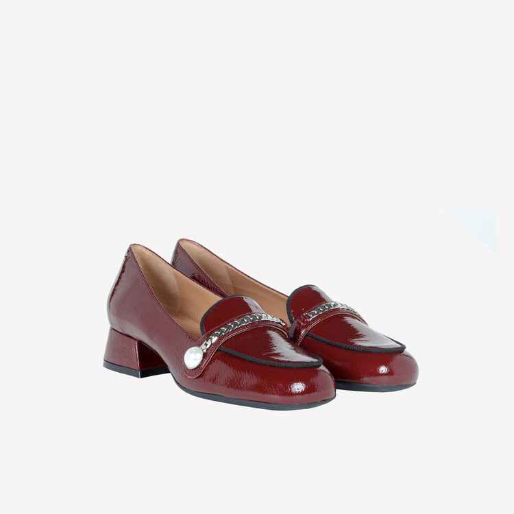 Roberto Festa MOCASSINO IN VERNICE BORDEAUX CON ACCESSORIO CATENA ARGENTO DODI Pezzi Unici