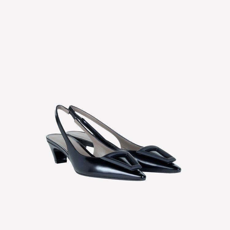 Roberto Festa SLINGBACK IN VITELLO SPAZZOLATO NERO CON FIBBIA GOMMATA DORIEN Soddisfazione Garantita