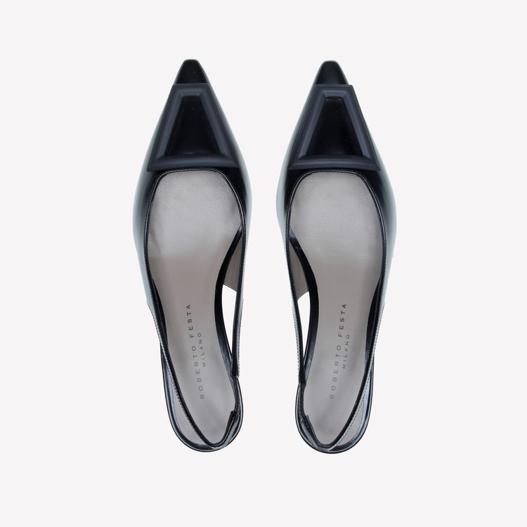 Roberto Festa SLINGBACK IN VITELLO SPAZZOLATO NERO CON FIBBIA GOMMATA DORIEN Soddisfazione Garantita
