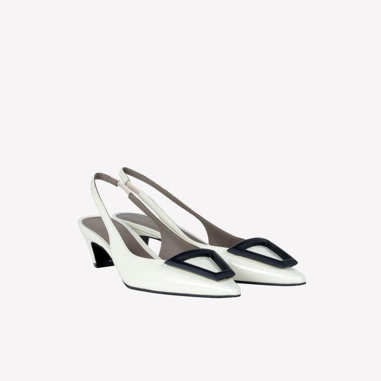Roberto Festa SLINGBACK IN VITELLO SPAZZOLATO OFF WHITE CON FIBBIA GOMMATA DORIEN Qualità Garantita