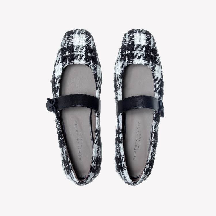 Roberto Festa BALLERINA IN TWEED CON CINTURINO SU COLLO DEL PIEDE CONNYS Promozione Limitata