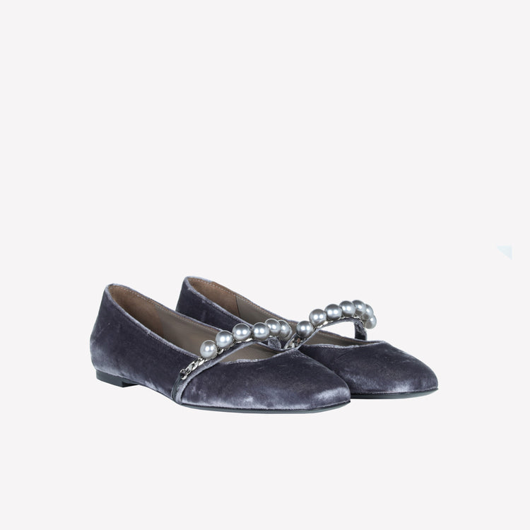 Roberto Festa BALLERINA IN VELLUTO CON CINTURINO CON PERLE LILISA Fino Al -60%
