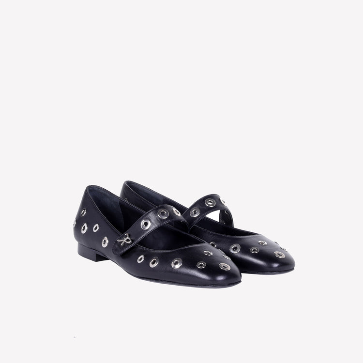 Roberto Festa BALLERINA IN NAPPA CON BORCHIE AD OCCHIELLI E CINTURINO SU COLLO DEL PIEDE ROCK Shopping Online