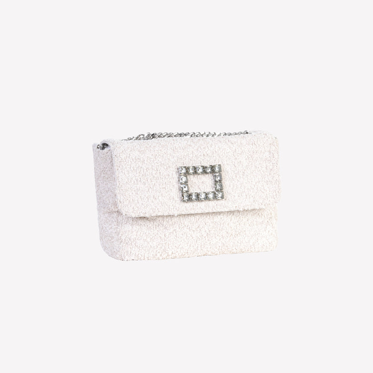Roberto Festa BORSA A SPALLA IN BOUCLE CALCE CON ACCESSORIO STRASS TROPEA LUX Affare Del Giorno