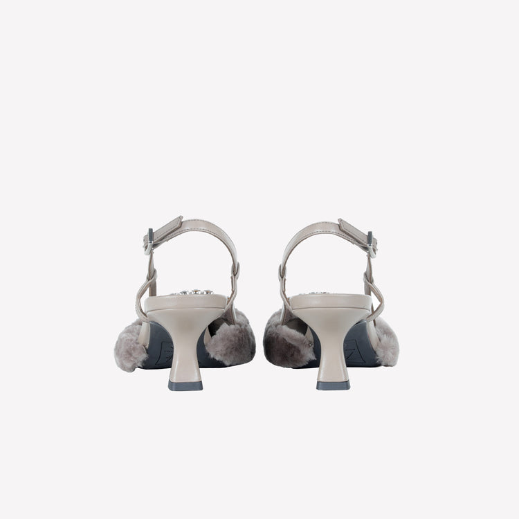 Roberto Festa SLINGBACK IN VISONE NUTRIA CON FIBBIA QUADRA CON CRISTALLI STEFI Novità