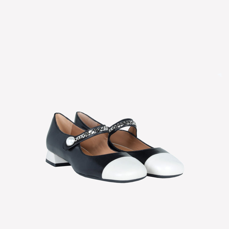 Roberto Festa DECOLLETE’ MARY JANE IN PELLE DI AGNELLO NERA CON PUNTINA CREAM SELENE Online