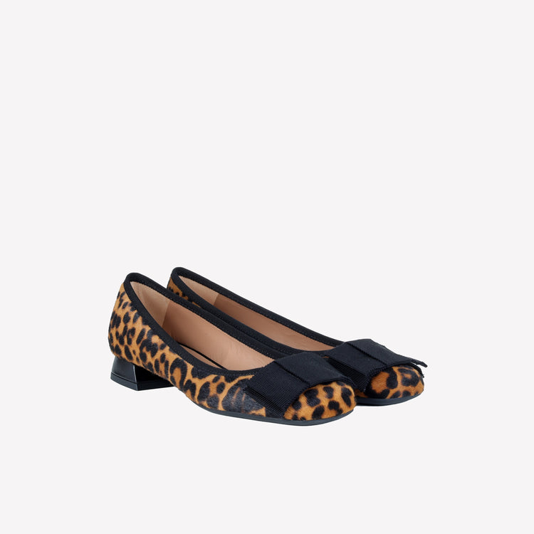 Roberto Festa DECOLLETE’ IN PELLE DI VITELLO STAMPA LEOPARDATA CON FIOCCO GROS GRAIN NERO SISKO Outlet