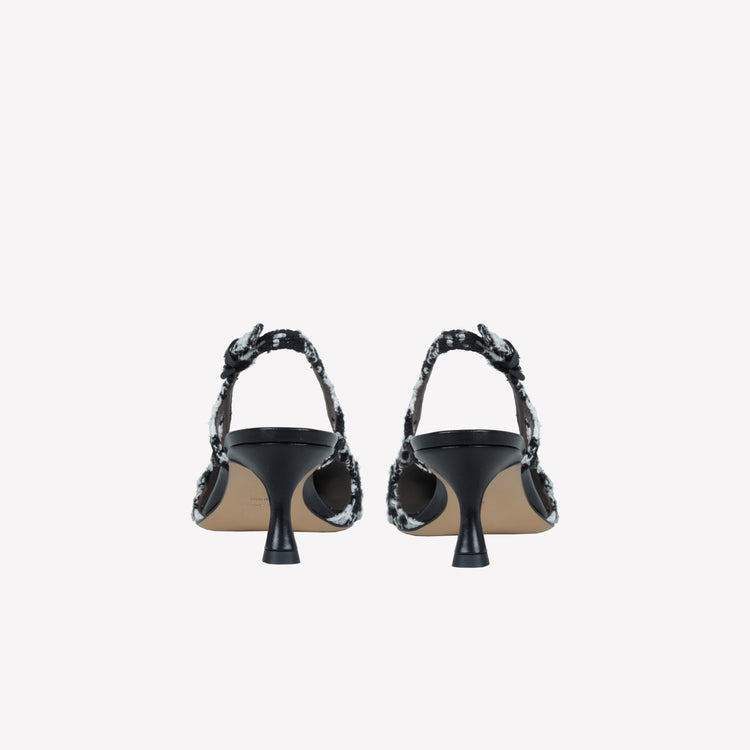 Roberto Festa SLINGBACK IN TWEED CON FIBBIA CRISTALLI BAGUETTE ATENA Saldi Di Fabbrica