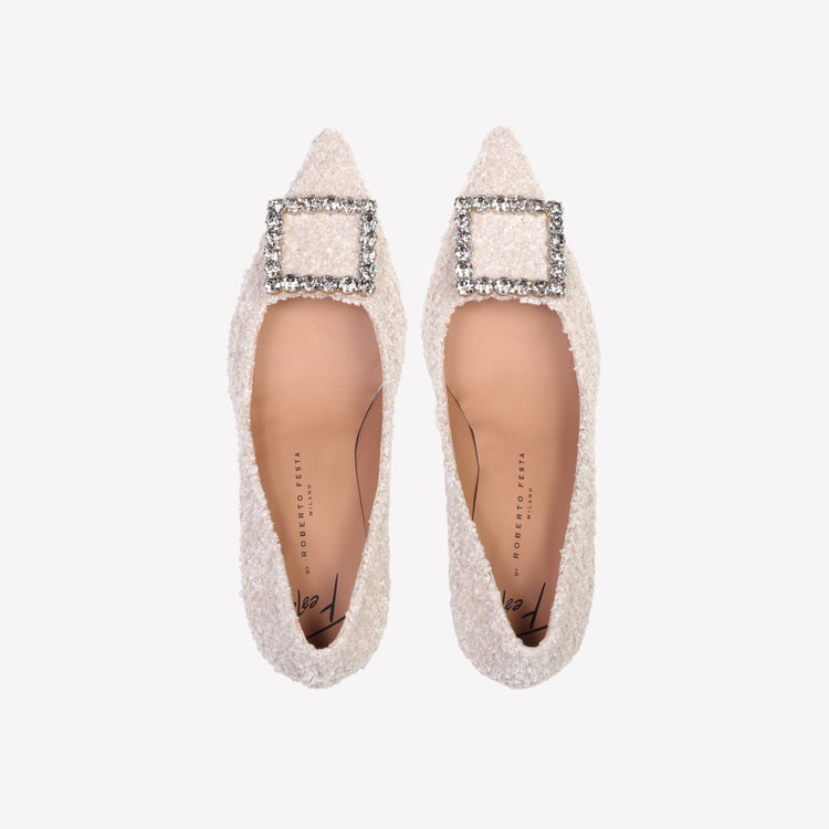 Roberto Festa DÉCOLLETÉ IN BOUCLÉ BIANCO CON ACCESSORIO STRASS LILLY I Più Venduti