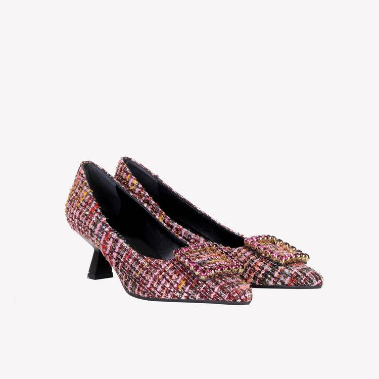 Roberto Festa DÉCOLLETÉ IN BOUCLÉ MULTICOLOR CON ACCESSORIO STRASS EVILLY Negozio