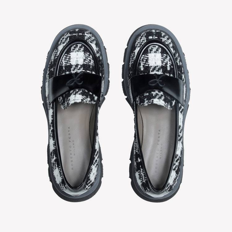 Roberto Festa MOCASSINO IN TWEED CON ACCESSORIO GOMMATO LOGO OFRA 2025