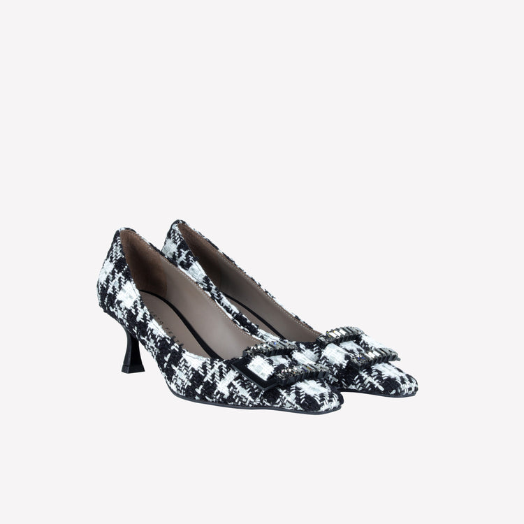Roberto Festa DECOLLETE’ IN TWEED CON FILI LUREX E FIBBIA CON CRISTALLI BAGUETTE ONLY Vendita