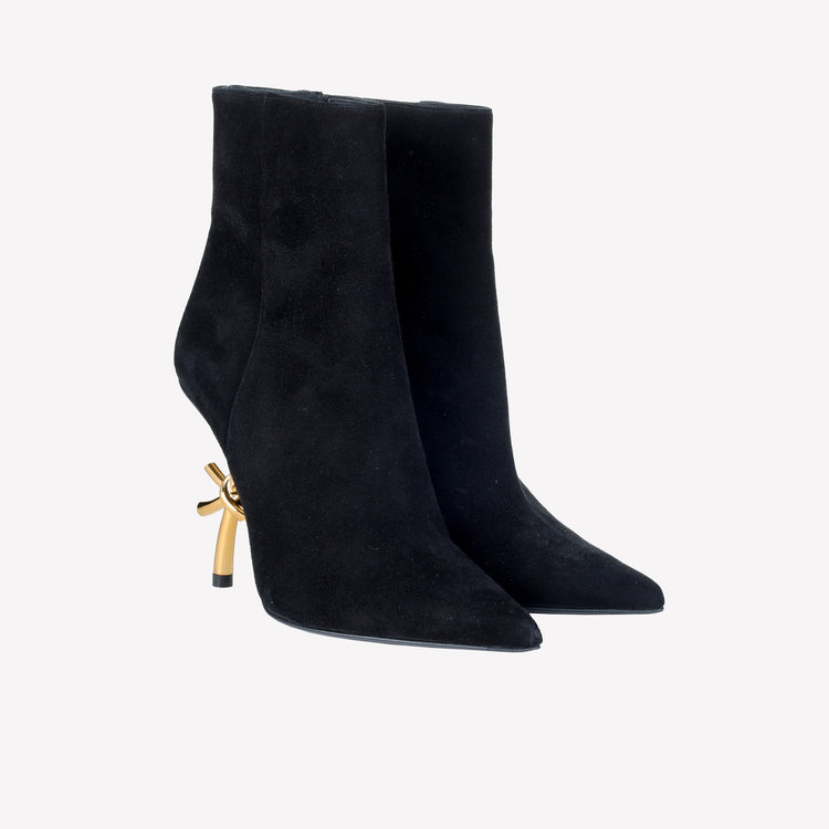 Roberto Festa ANKLE BOOT IN CAMOSCIO CON TACCO SCULTURA LOGO SCARLETT Qualità Garantita